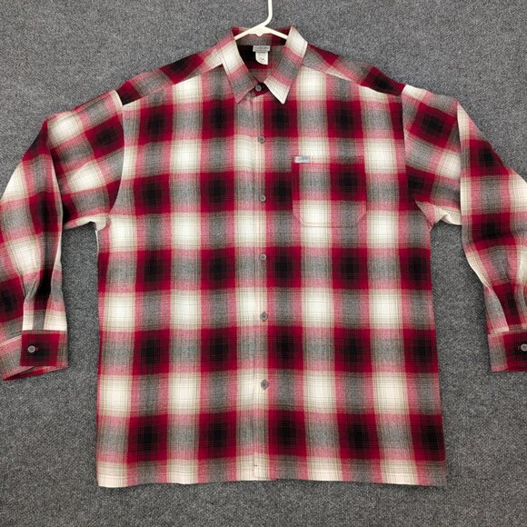 CALTOP Shirt Men's‎ 3XL Red Plaid Flannel Open Pocket Long Sleeve Ombre USA - Picture 2 of 14